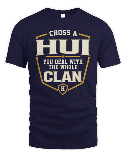 HUI NT1-K008 Cross A/An NAME, You Deal With the Whole Clan | Personalized Vintage T-Shirt - Unisex Standard T-Shirt - Navy