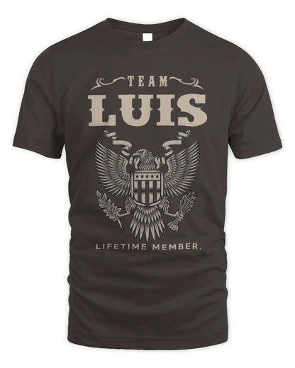 LUIS TP06-K82 – Personalized Classic Style Apparel “Team NAME Lifetime Member” - Unisex Standard T-Shirt - Dark Chocolate