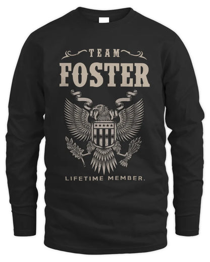 FOSTER TP06-K82 – Personalized Classic Style Apparel “Team NAME Lifetime Member” - Men's Long Sleeved T-Shirt - Black
