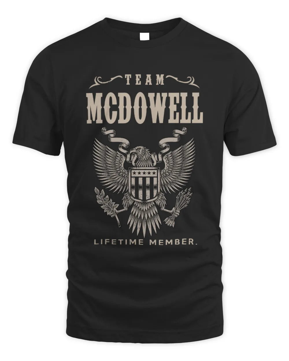 MCDOWELL TP06-K82 – Personalized Classic Style Apparel “Team NAME Lifetime Member” - Unisex Standard T-Shirt - Black
