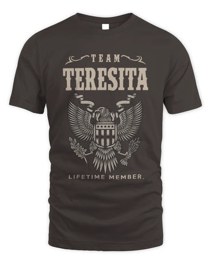TERESITA TP06-K82 – Personalized Classic Style Apparel “Team NAME Lifetime Member” - Unisex Standard T-Shirt - Dark Chocolate