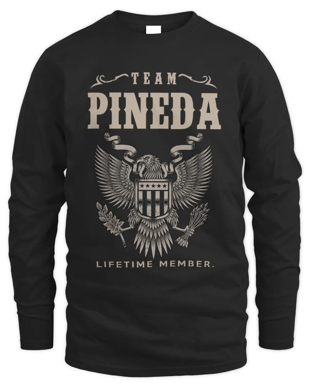 PINEDA TP06-K82 – Personalized Classic Style Apparel “Team NAME Lifetime Member” - Men's Long Sleeved T-Shirt - Black