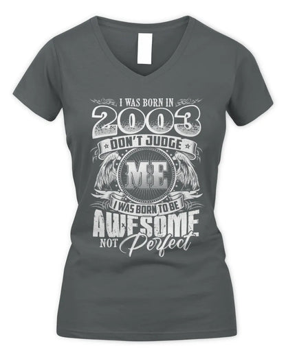 2003 HH89-K2 – Awesome Birth Year Quote T-Shirt - Women's V-Neck T-Shirt - Charcoal