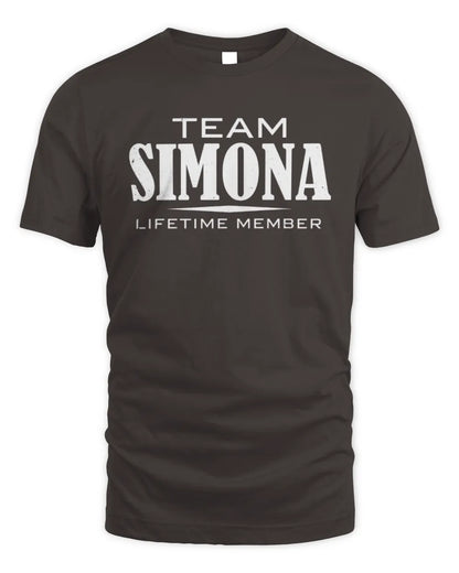 SIMONA BL62-K4-128 - Personalized “Team NAME Lifetime Member” - Unisex Standard T-Shirt - Dark Chocolate