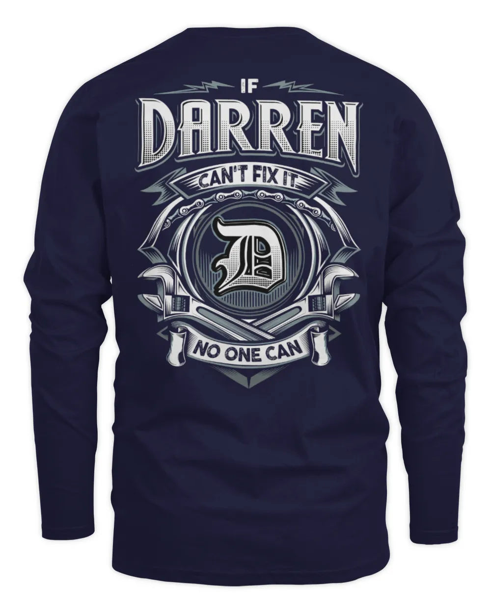 DARREN AP81-K4-626 - Personalized Ahmed Quote Apparel “If Ahmed Can't Fix It, No One Can” - Men's Long Sleeved T-Shirt - Navy