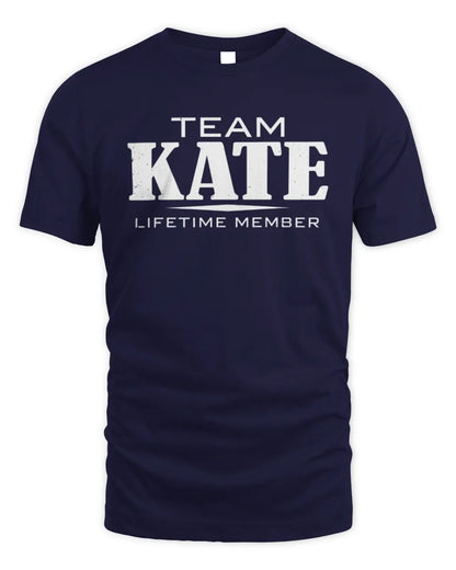 KATE BL62-K4-128 - Personalized “Team NAME Lifetime Member” - Unisex Standard T-Shirt - Navy