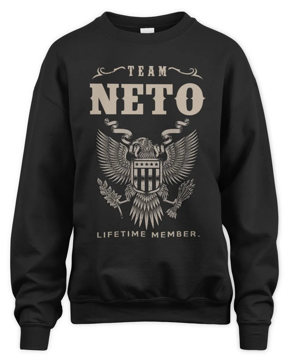 NETO TP06-K82 – Personalized Classic Style Apparel “Team NAME Lifetime Member” - Unisex Sweatshirt - Black