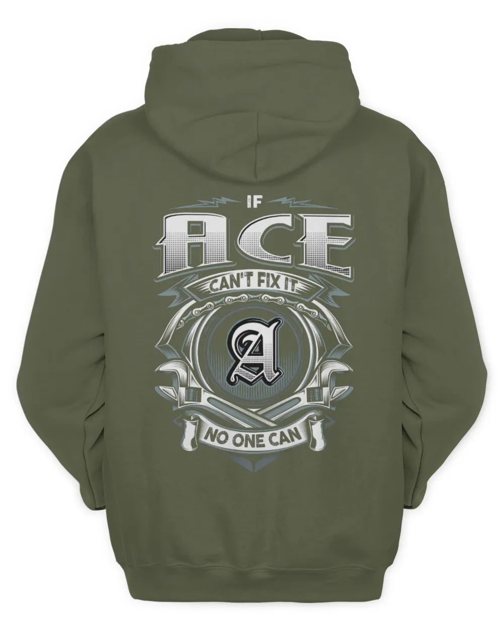 ACE AP81-K4-626 - Personalized Ahmed Quote Apparel “If Ahmed Can't Fix It, No One Can” - Unisex Hoodie - Military Green