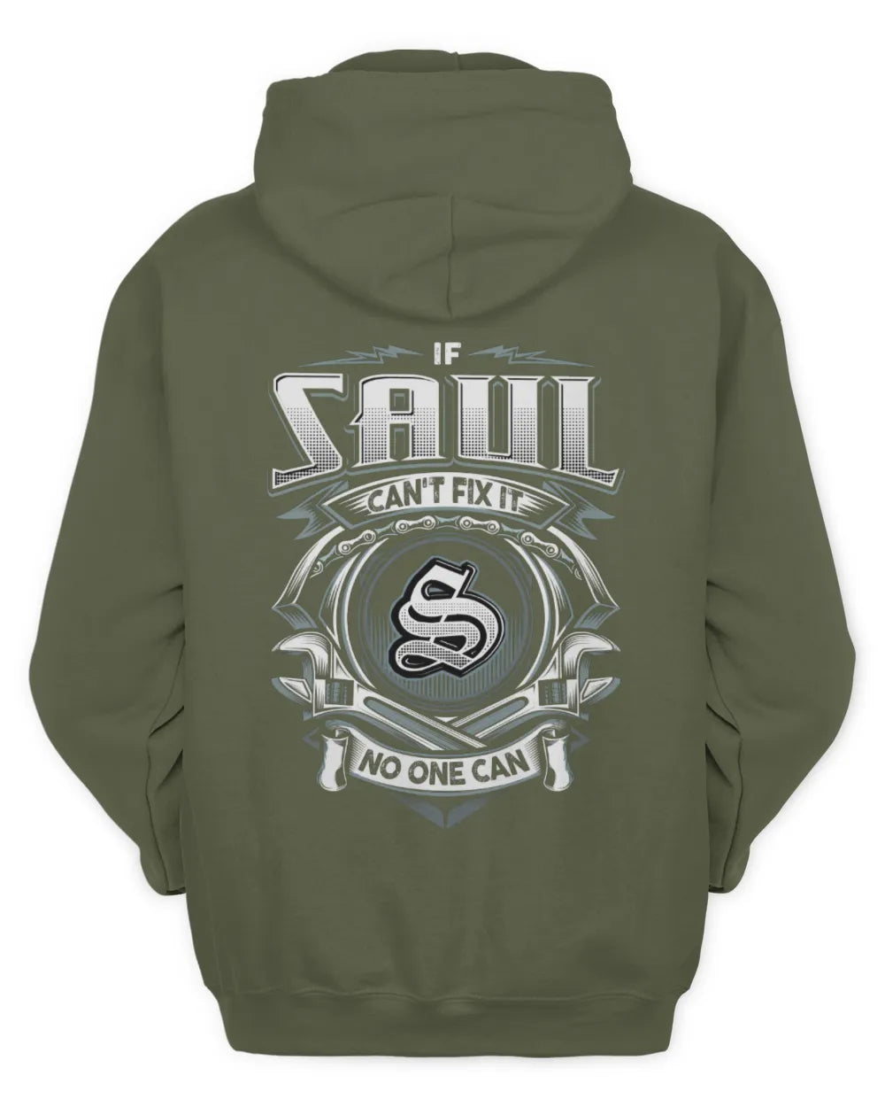 SAUL AP81-K4-626 - Personalized Ahmed Quote Apparel “If Ahmed Can't Fix It, No One Can” - Unisex Hoodie - Military Green