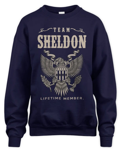 SHELDON TP06-K82 – Personalized Classic Style Apparel “Team NAME Lifetime Member” - Unisex Sweatshirt - Navy