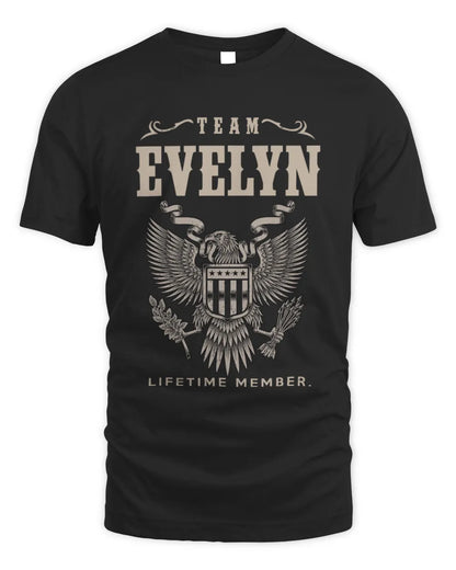 EVELYN TP06-K82 – Personalized Classic Style Apparel “Team NAME Lifetime Member” - Unisex Standard T-Shirt - Black