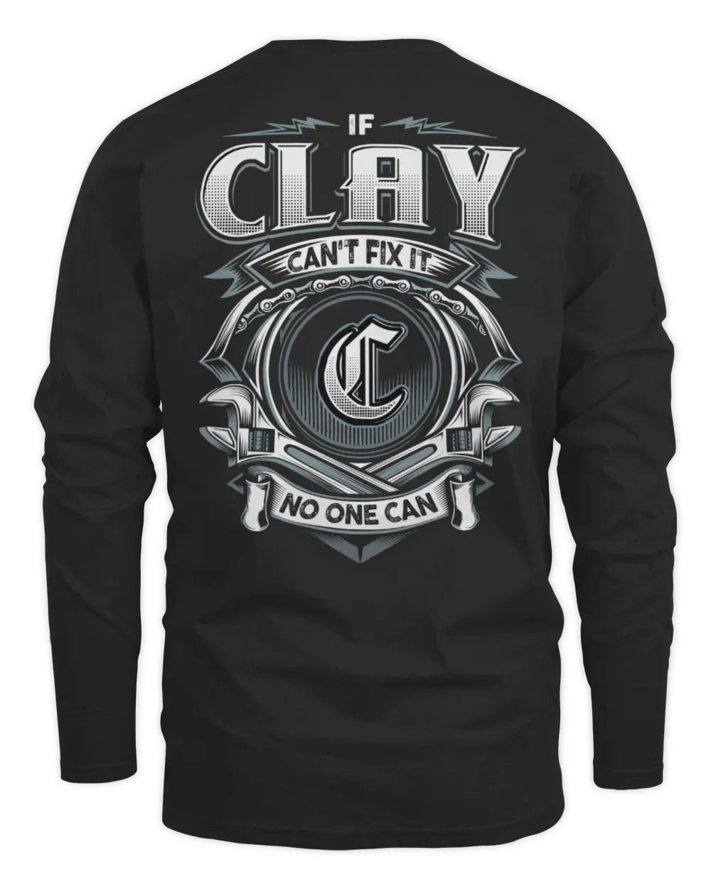 CLAY AP81-K4-626 - Personalized Ahmed Quote Apparel “If Ahmed Can't Fix It, No One Can” - Men's Long Sleeved T-Shirt - Black