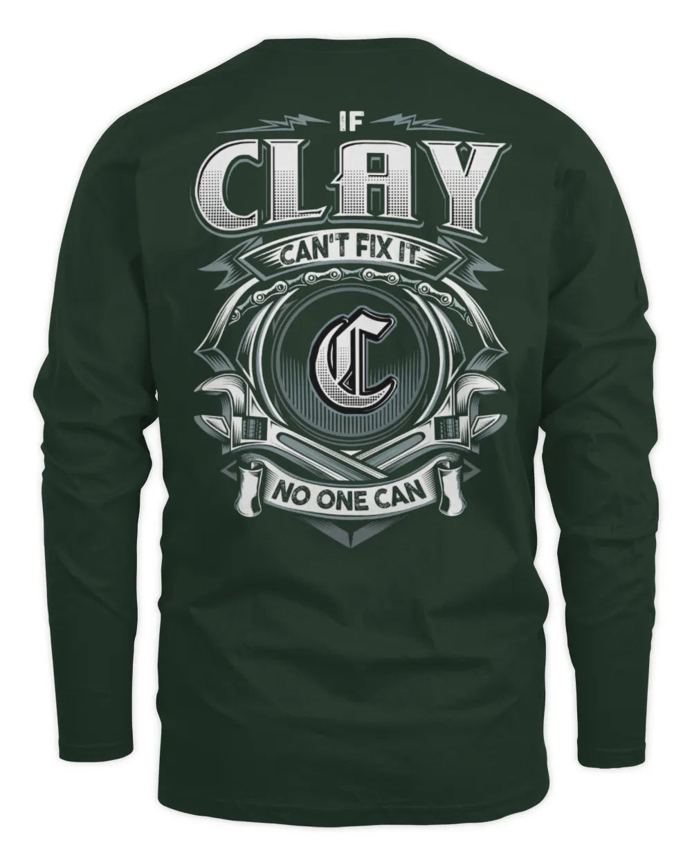 CLAY AP81-K4-626 - Personalized Ahmed Quote Apparel “If Ahmed Can't Fix It, No One Can” - Men's Long Sleeved T-Shirt - Forest Green