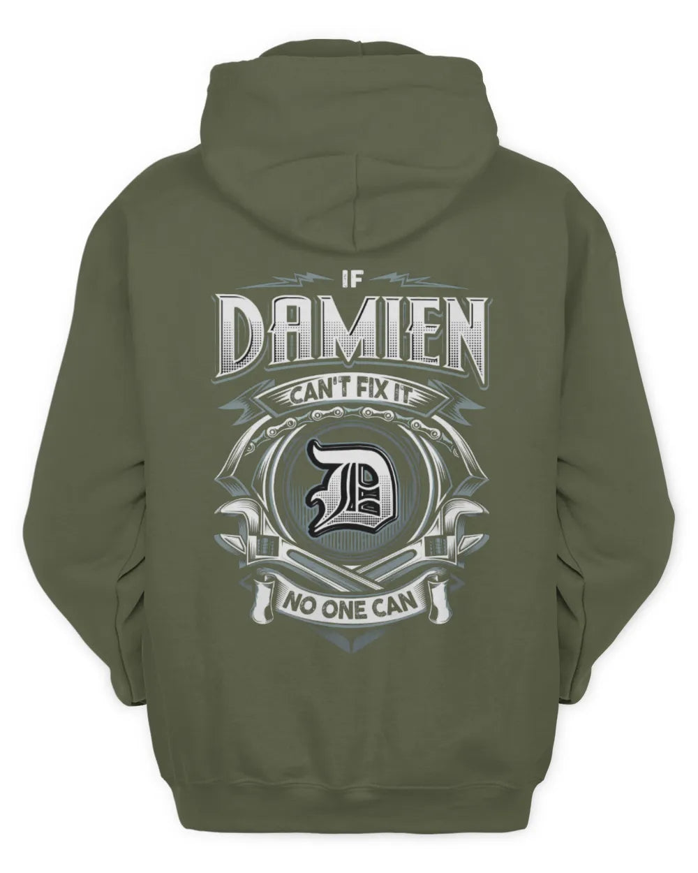 DAMIEN AP81-K4-626 - Personalized Ahmed Quote Apparel “If Ahmed Can't Fix It, No One Can” - Unisex Hoodie - Military Green