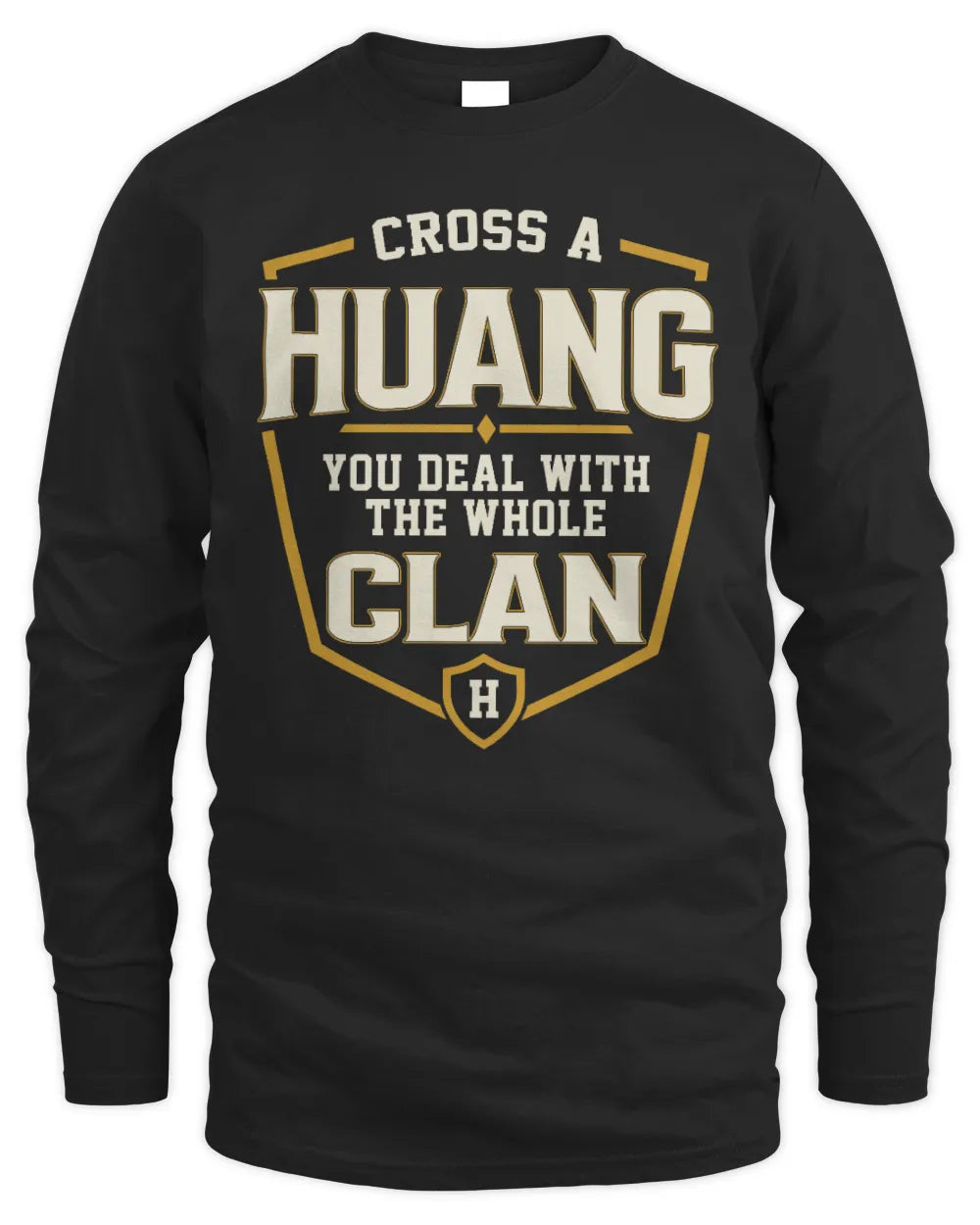 HUANG NT1-K008 Cross A/An NAME, You Deal With the Whole Clan | Personalized Vintage T-Shirt - Men's Long Sleeved T-Shirt - Black