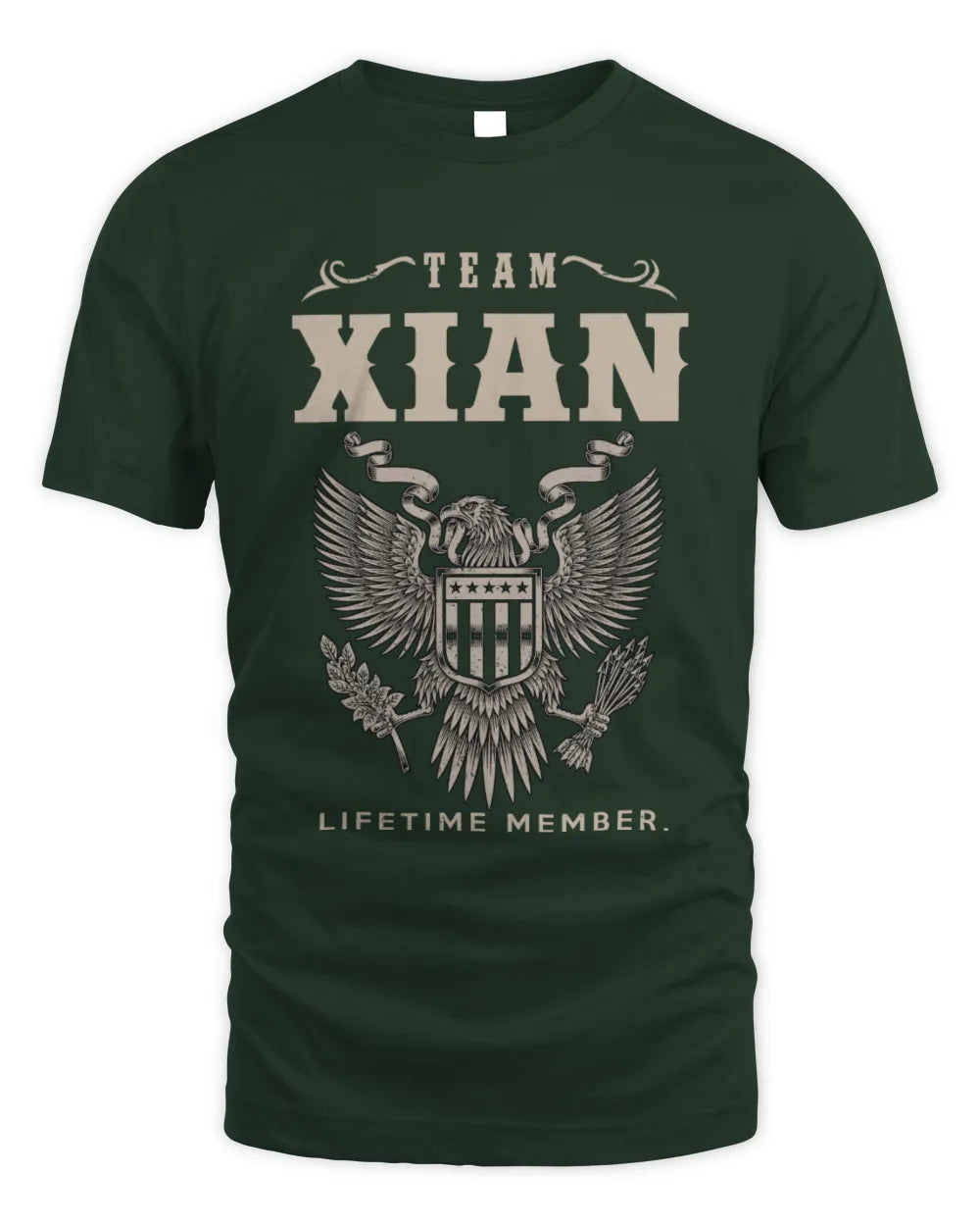 XIAN TP06-K82 – Personalized Classic Style Apparel “Team NAME Lifetime Member” - Unisex Standard T-Shirt - Forest Green