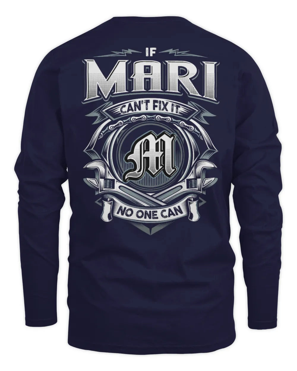 MARI AP81-K4-626 - Personalized Ahmed Quote Apparel “If Ahmed Can't Fix It, No One Can” - Men's Long Sleeved T-Shirt - Navy