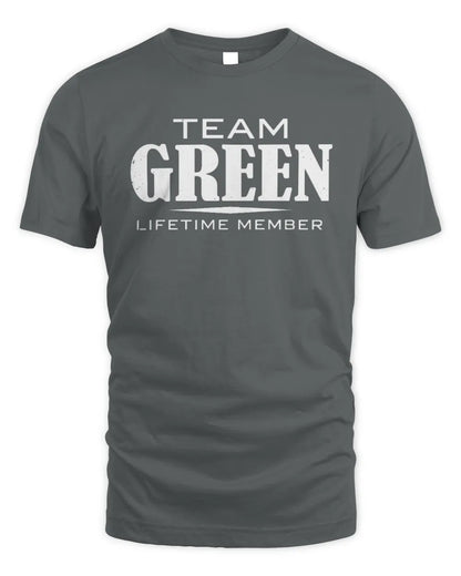 GREEN BL62-K4-128 - Personalized “Team NAME Lifetime Member” - Unisex Standard T-Shirt - Charcoal