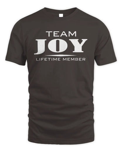JOY BL62-K4-128 - Personalized “Team NAME Lifetime Member” - Unisex Standard T-Shirt - Dark Chocolate