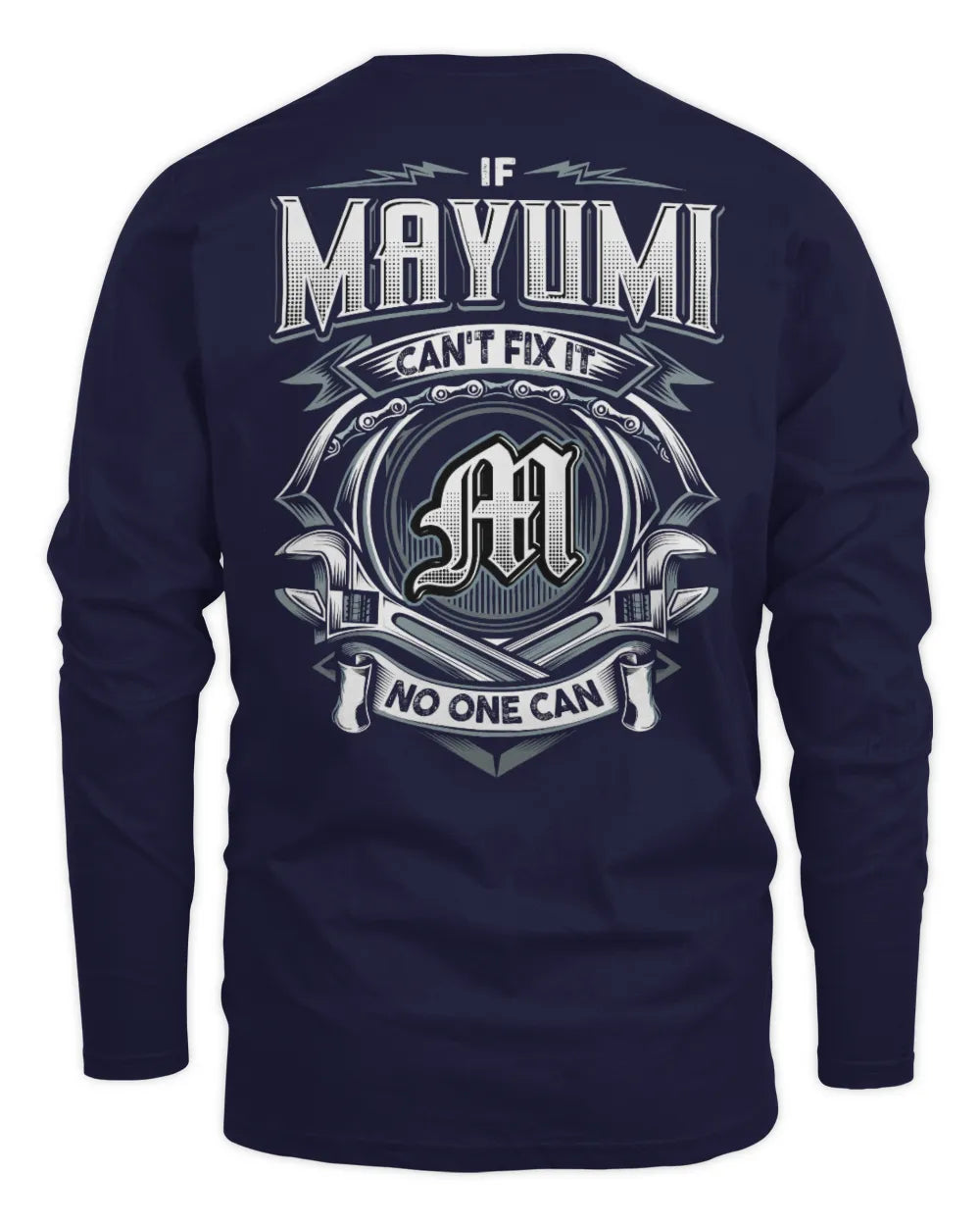 MAYUMI AP81-K4-626 - Personalized Ahmed Quote Apparel “If Ahmed Can't Fix It, No One Can” - Men's Long Sleeved T-Shirt - Navy