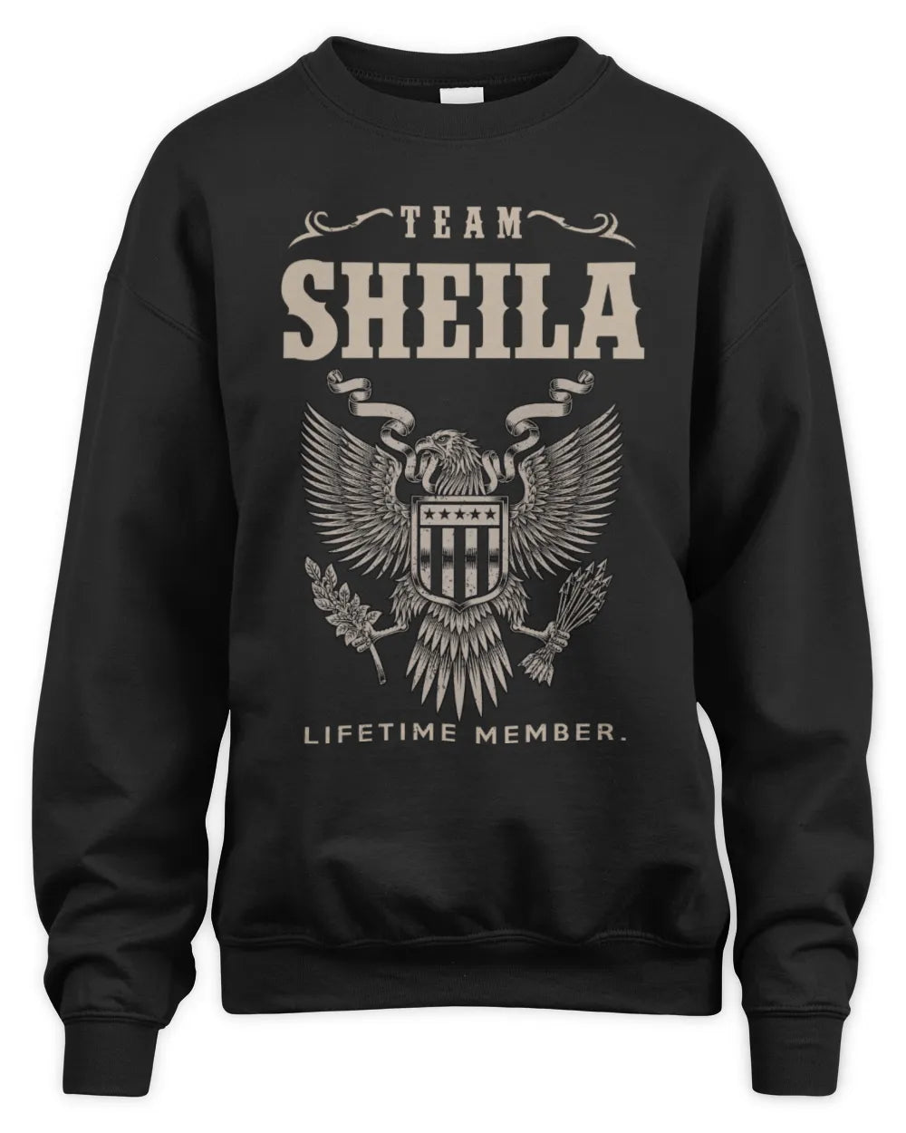 SHEILA TP06-K82 – Personalized Classic Style Apparel “Team NAME Lifetime Member” - Unisex Sweatshirt - Black