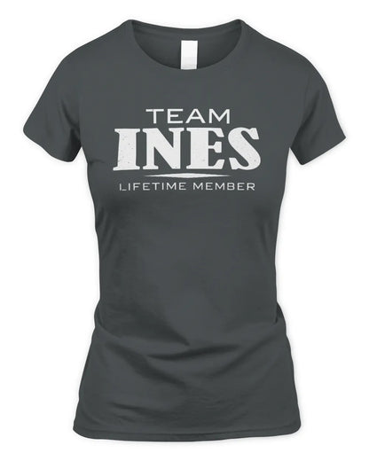 INES BL62-K4-128 - Personalized “Team NAME Lifetime Member” - Women's Standard T-Shirt - Charcoal