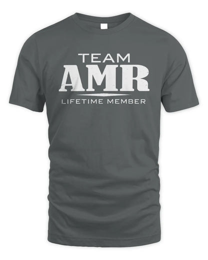 AMR BL62-K4-128 - Personalized “Team NAME Lifetime Member” - Unisex Standard T-Shirt - Charcoal