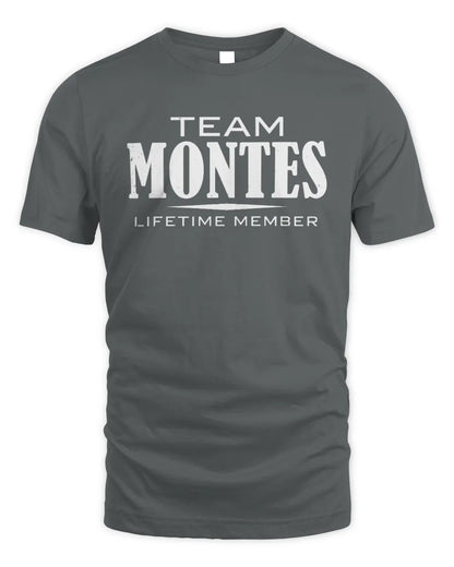 MONTES BL62-K4-128 - Personalized “Team NAME Lifetime Member” - Unisex Standard T-Shirt - Charcoal