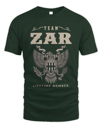 ZAR TP06-K82 – Personalized Classic Style Apparel “Team NAME Lifetime Member” - Unisex Standard T-Shirt - Forest Green