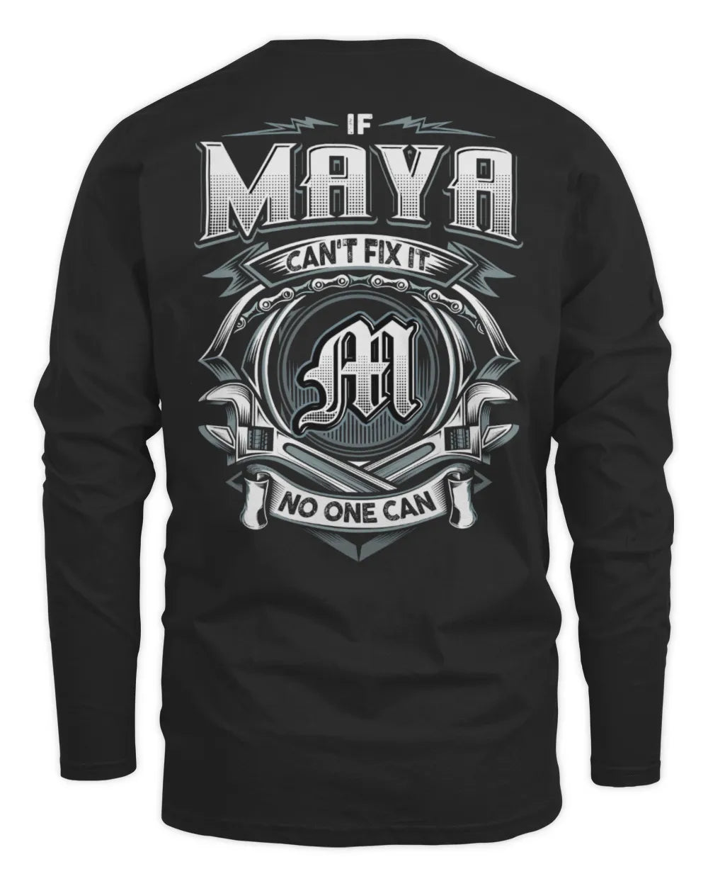 MAYA AP81-K4-626 - Personalized Ahmed Quote Apparel “If Ahmed Can't Fix It, No One Can” - Men's Long Sleeved T-Shirt - Black