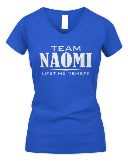 NAOMI BL62-K4-128 - Personalized “Team NAME Lifetime Member” - Women's V-Neck T-Shirt - Royal