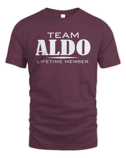 ALDO BL62-K4-128 - Personalized “Team NAME Lifetime Member” - Unisex Standard T-Shirt - Maroon