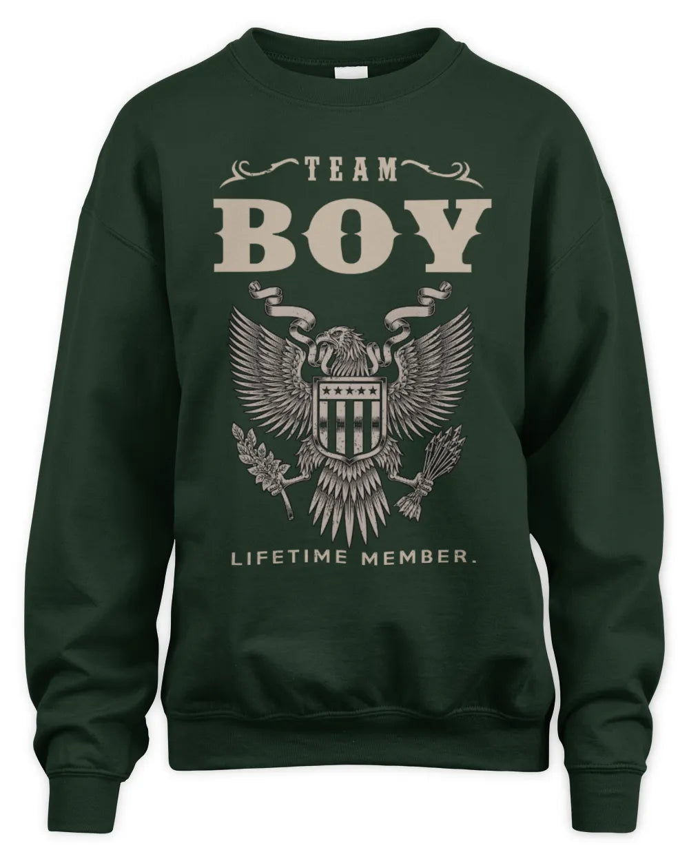 BOY TP06-K82 – Personalized Classic Style Apparel “Team NAME Lifetime Member” - Unisex Sweatshirt - Forest Green