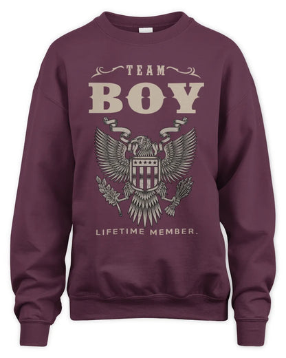 BOY TP06-K82 – Personalized Classic Style Apparel “Team NAME Lifetime Member” - Unisex Sweatshirt - Maroon