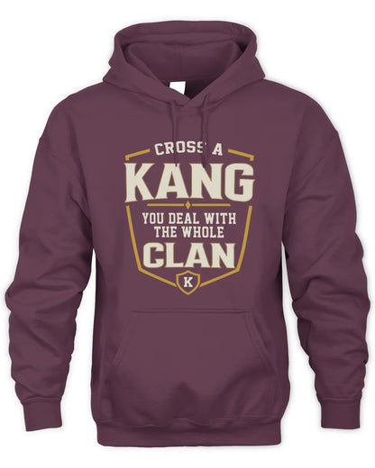 KANG NT1-K008 Cross A/An NAME, You Deal With the Whole Clan | Personalized Vintage T-Shirt - Unisex Hoodie - Maroon