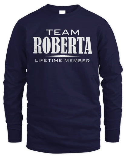 ROBERTA BL62-K4-128 - Personalized “Team NAME Lifetime Member” - Men's Long Sleeved T-Shirt - Navy