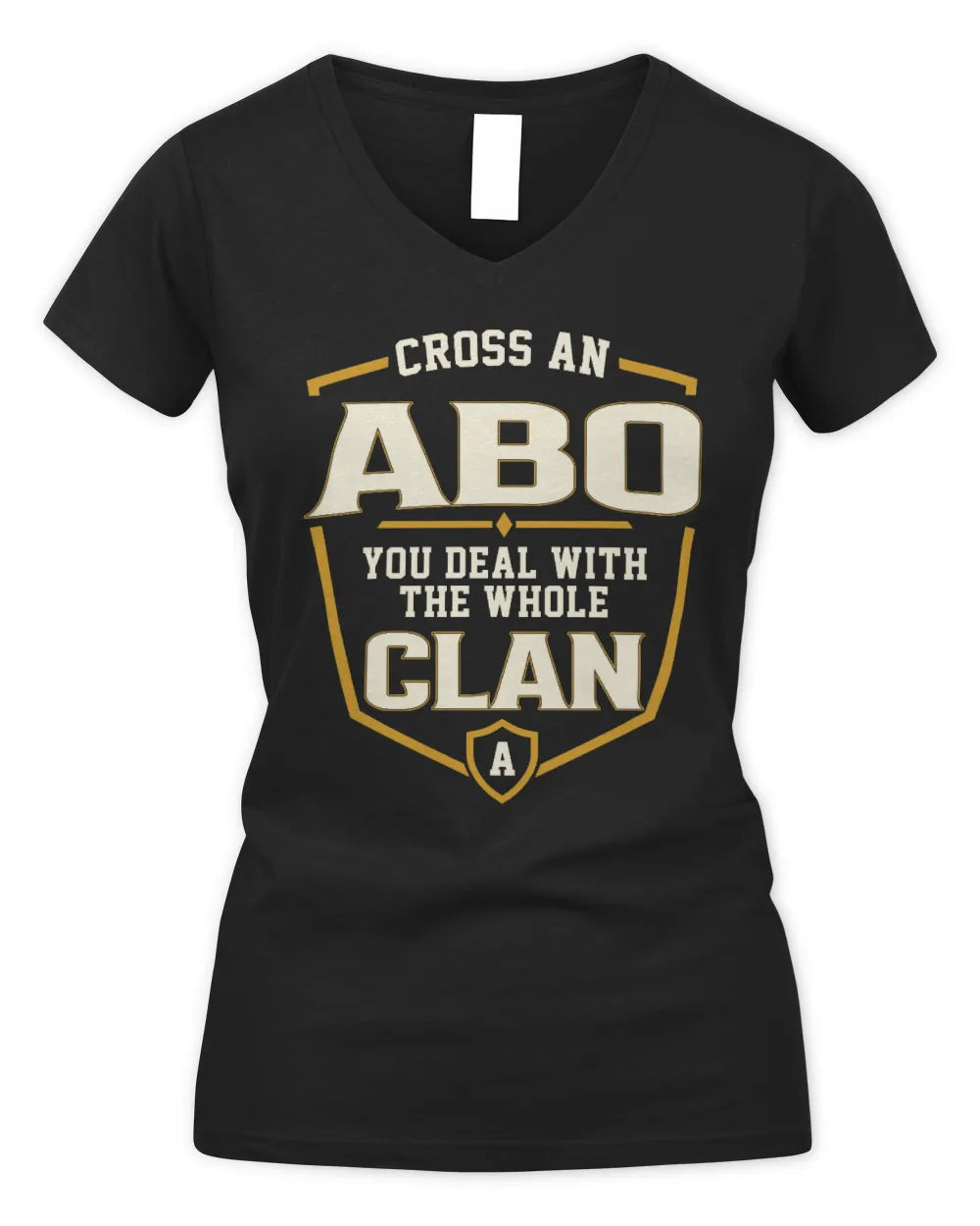 ABO NT1-K008 Cross A/An NAME, You Deal With the Whole Clan | Personalized Vintage T-Shirt - Women's V-Neck T-Shirt - Black