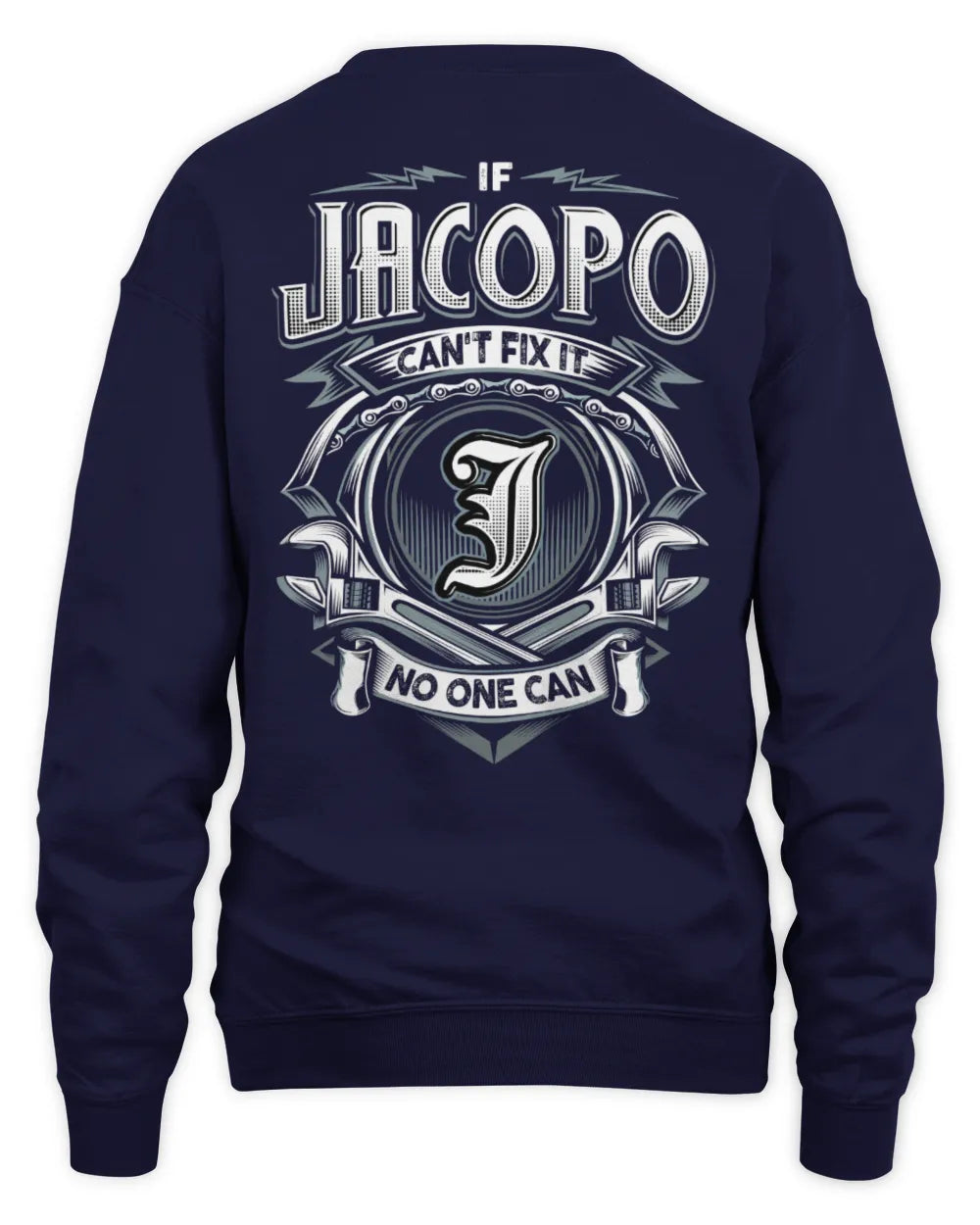 JACOPO AP81-K4-626 - Personalized Ahmed Quote Apparel “If Ahmed Can't Fix It, No One Can” - Unisex Sweatshirt - Navy