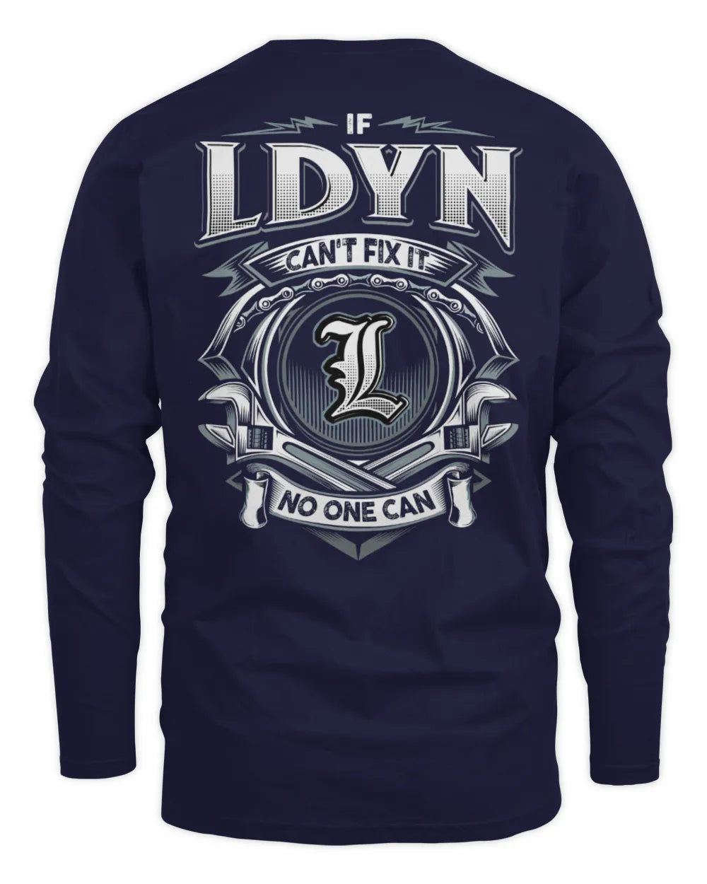 LDYN AP81-K4-626 - Personalized Ahmed Quote Apparel “If Ahmed Can't Fix It, No One Can” - Men's Long Sleeved T-Shirt - Navy