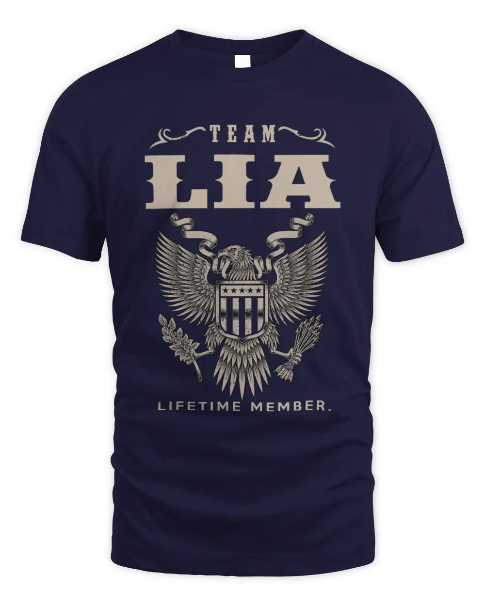 LIA TP06-K82 – Personalized Classic Style Apparel “Team NAME Lifetime Member” - Unisex Standard T-Shirt - Navy