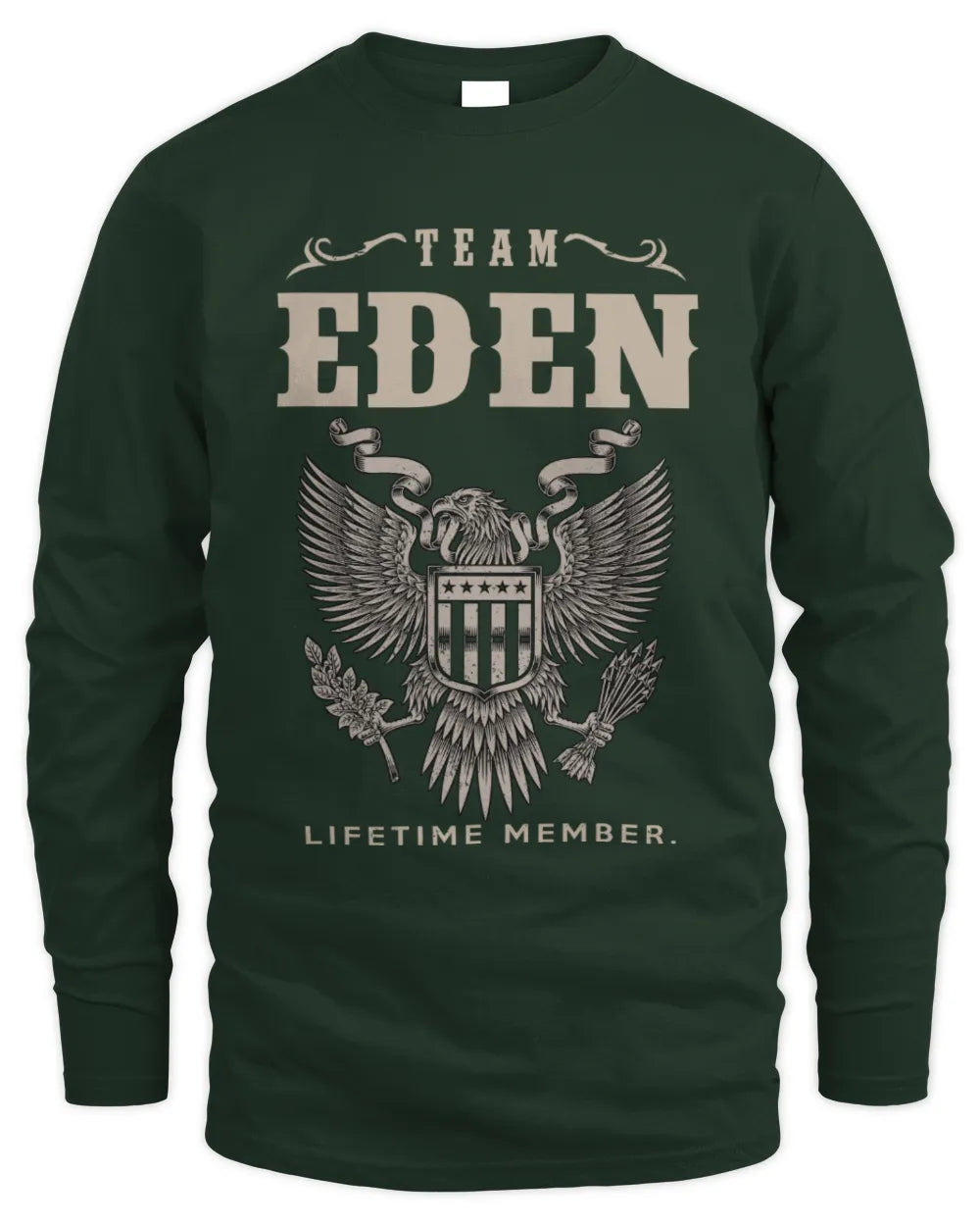 EDEN TP06-K82 – Personalized Classic Style Apparel “Team NAME Lifetime Member” - Men's Long Sleeved T-Shirt - Forest Green