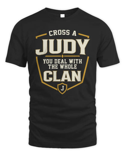 JUDY NT1-K008 Cross A/An NAME, You Deal With the Whole Clan | Personalized Vintage T-Shirt - Unisex Standard T-Shirt - Black