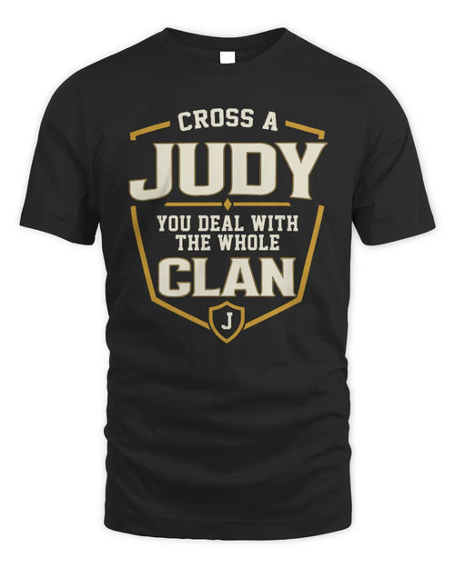 JUDY NT1-K008 Cross A/An NAME, You Deal With the Whole Clan | Personalized Vintage T-Shirt - Unisex Standard T-Shirt - Black