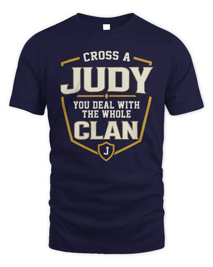 JUDY NT1-K008 Cross A/An NAME, You Deal With the Whole Clan | Personalized Vintage T-Shirt - Unisex Standard T-Shirt - Navy