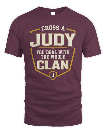 JUDY NT1-K008 Cross A/An NAME, You Deal With the Whole Clan | Personalized Vintage T-Shirt - Unisex Standard T-Shirt - Maroon