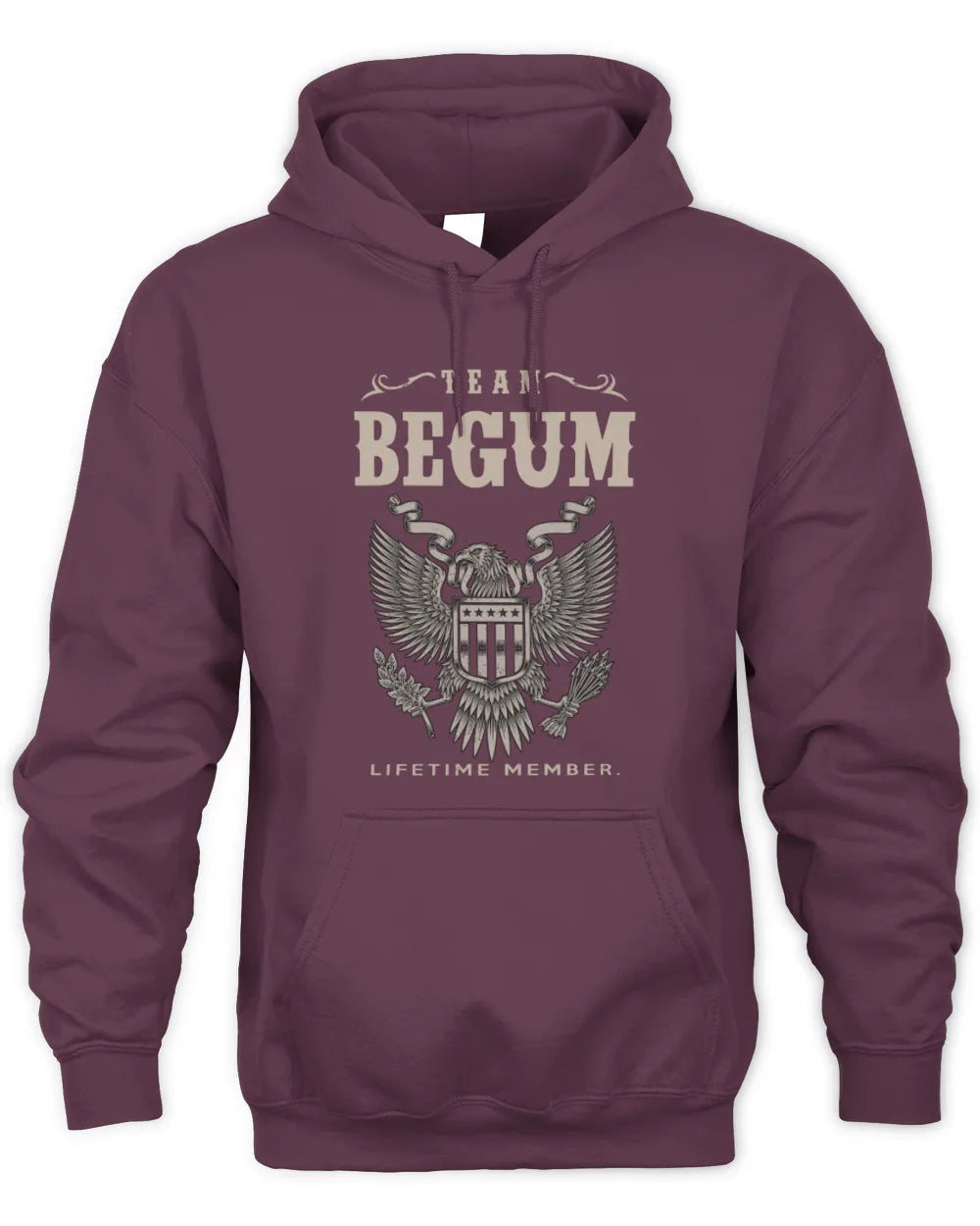 BEGUM TP06-K82 – Personalized Classic Style Apparel “Team NAME Lifetime Member” - Unisex Hoodie - Maroon