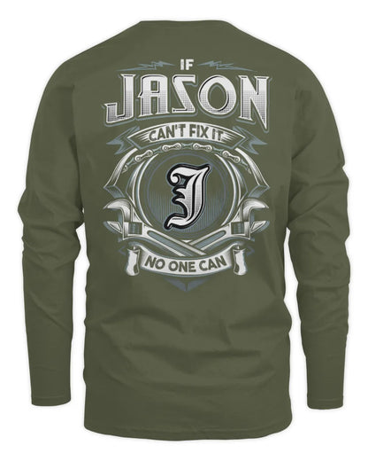 JASON AP81-K4-626 - Personalized Ahmed Quote Apparel “If Ahmed Can't Fix It, No One Can” - Men's Long Sleeved T-Shirt - Military Green