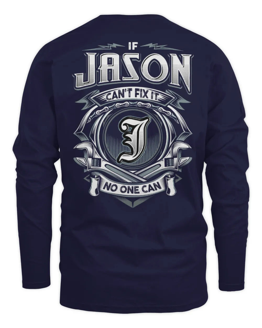 JASON AP81-K4-626 - Personalized Ahmed Quote Apparel “If Ahmed Can't Fix It, No One Can” - Men's Long Sleeved T-Shirt - Navy
