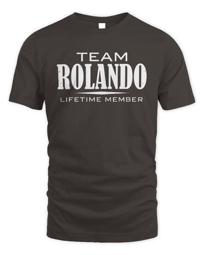 ROLANDO BL62-K4-128 - Personalized “Team NAME Lifetime Member” - Unisex Standard T-Shirt - Dark Chocolate