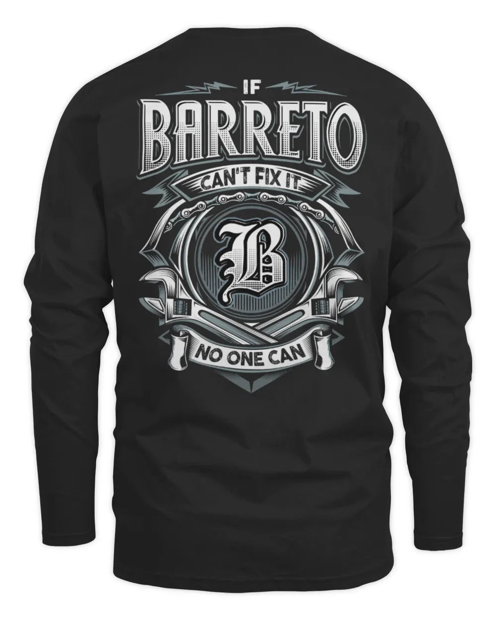 BARRETO AP81-K4-626 - Personalized Ahmed Quote Apparel “If Ahmed Can't Fix It, No One Can” - Men's Long Sleeved T-Shirt - Black